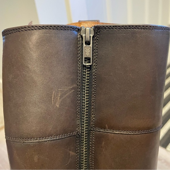 Frye Jaden Button Tall Riding Leather Boot Knee High Chocolate Brown Timeless - Picture 4 of 15